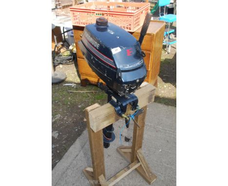 An Evinrude BE4BRESR 4hp twin-cylinder two-stroke Outboard Marine Engine with integral fuel tank and drive/neutral selector l