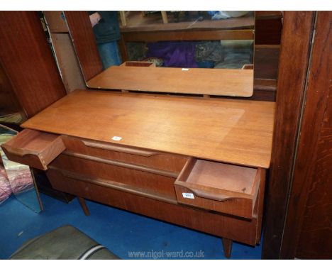 A light wood dressing table with mirror, 45 1/2" x 17" x 26".