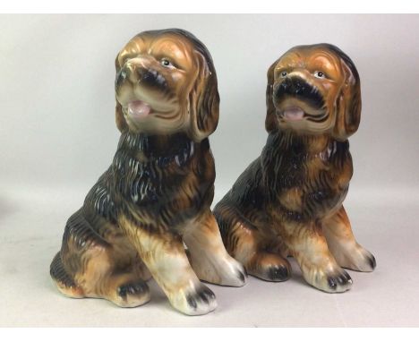 BESWICK BEARDED COLLIE DOG ORNAMENT, AND OTHER CERAMICS  including a pair of ceramic dog ornaments and a Beswick pheasant ash