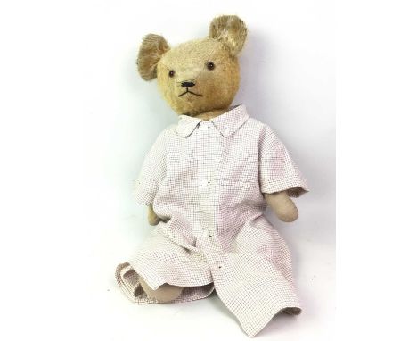 VINTAGE TEDDY BEAR, dressed in a nightgown52cm high 