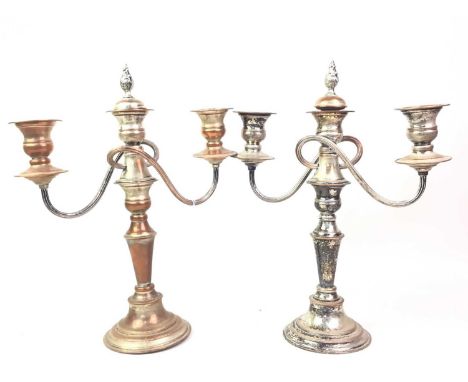 PAIR OF SHETLAND PLATE CANDELABRA, on circular bases34cm highQty: 2