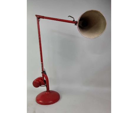 HORTSMANN DESK LAMP, in red with circular base85cm high