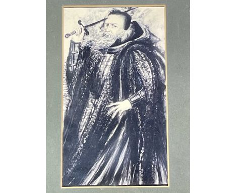GROUP OF TWO PICTURES, comprising a work depicting a male figure, along with an etching by Leon Verdier, each framed and unde