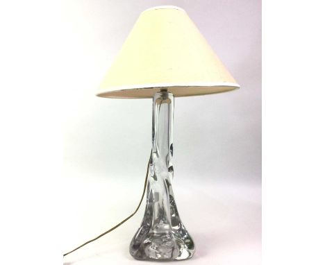 STRATHEARN GLASS TABLE LAMP, AND ANOTHER  the Strathearn lamp of naturalistic tree form, with shade, the other of octagonal f