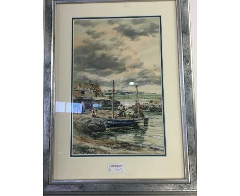 JOHN HAMILTON GLASS SSA (SCOTTISH 20TH CENTURY), THREE WATERCOLOURS OF FIFE A LANDING ROCK NEAR KINGHORN, FIFE; ST SERFS TOWE
