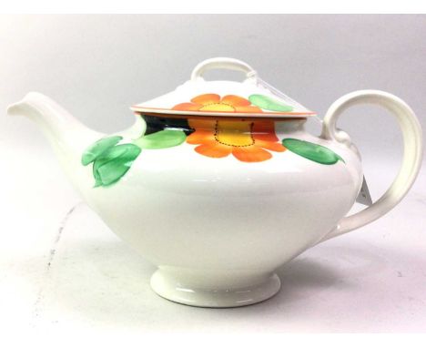 GRAY'S POTTERY SERVICE, AND ANOTHER  the Gray's comprising a teapot, jug, cup, saucer and three plates, painted with stylised