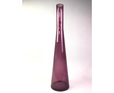 TALL AMETHYST GLASS VASE, AND OTHER GLASS WARE including a group of ruby glass vases and two boxed crystal brandy gobletsthe 