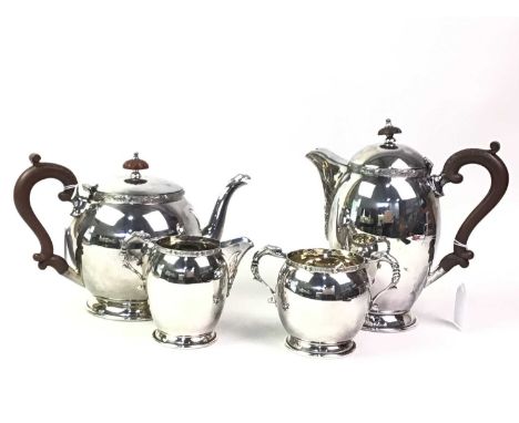 GROUP OF SILVER PLATED ITEMS, including a four piece tea and coffee service