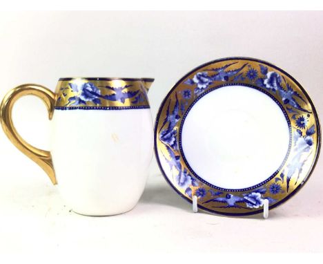 SHELLEY PART TEA AND COFFEE SERVICE, in a blue and gilt floral design pattern, including plates, saucers, coffee cups, tea cu