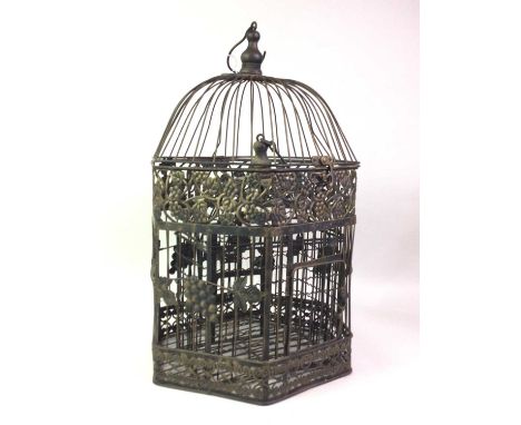 NOVELTY NAUTICAL STYLE TABLE LAMP, ALONG WITH TWO VINTAGE BIRD CAGES  the bale lamp modelled as a ships wheel and lanternship
