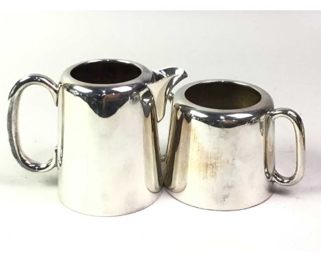GROUP OF SILVER AND SILVER PLATED ITEMS, including a serving tray, salt with liner and flatware 