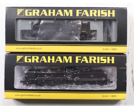 Two Graham Farish N gauge locos to include an ex-Southern N class Mogul, in BR lined black, late crest, no.31811, and a stand