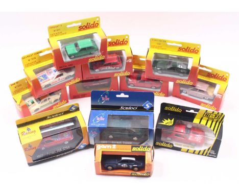 12 various boxed Solido 1/43 scale diecasts, to include No. 1336 Porsche 928,No. 1338 Chevrolet Camaro, etc