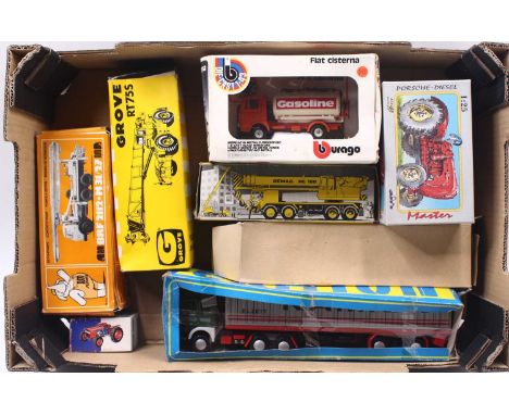 A quantity of mixed construction earth moving and agricultural-related models to include a Kovac 1/25 scale Porsche diesel tr