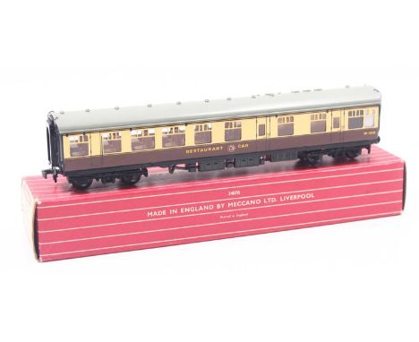 4070 Hornby-Dublo Restaurant car WR brown &amp; cream, housed in original box, in near mint condition, with a small mark on t