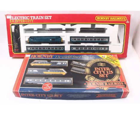 Two Hornby 00 gauge sets, to include a Hornby intercity 125 set, in BR blue and grey, comprising a 3 car intercity 125, a cir