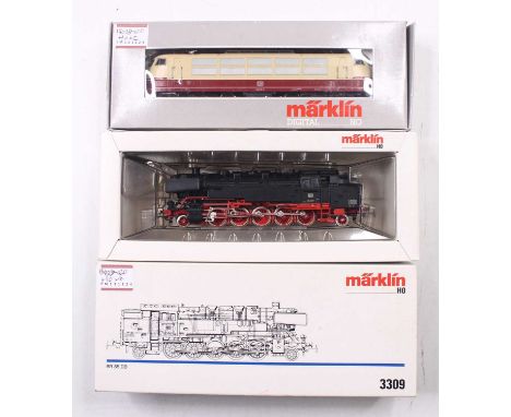 Two Modern Marklin HO gauge locos to include a DB BR 103 class in cream and red livery, no.103113-7, and a DB BR 85 class in 
