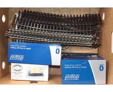 A collection of finescale 0 gauge to include a Dapol 5 plank wagon, with corrugated ends, in BR natural livery, a Dapol SR br