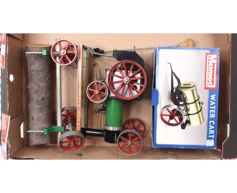 Mammod TE1a traction engine, in green, of the usual specification, with bunker and burner, together with a log trailer and wa