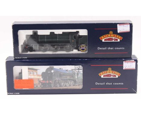 Two Bachmann 00 gauge locos including an N class in Maunsell olive green, no.1821, and a Lord Nelson class in Malachite green