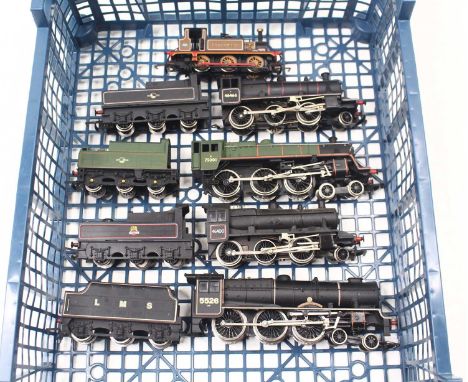Five unboxed 00 gauge locos to include a Mainline standard 4, in BR green, no.75001, late crest, an early Hornby Ivatt class 