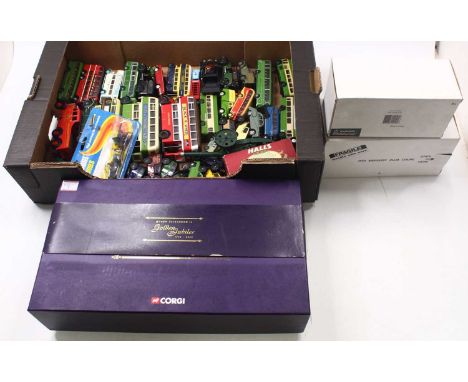 One tray containing mostly unboxed modern issue diecast, including a Danbury Mint Mercury club Coupe, boxed, Corgi Guy Arab b