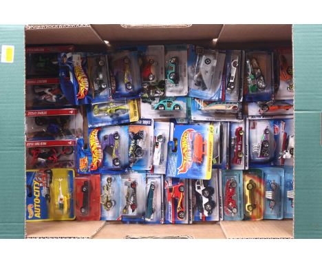 One tray containing a quantity of various carded Hotwheels miniatures, 40 examples, to include Planet Hotwheels Alt Terrain r