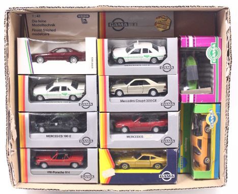 One tray containing 10 Gama diecast 1/43 scale vehicles to include a Mercedes 190E, Mercedes Coupe 300CE, and others