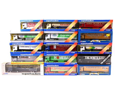 A Corgi mostly Superhaulers tray containing a quantity of boxed modern issue diecast to include No. TY86627 Scania fuel tanke