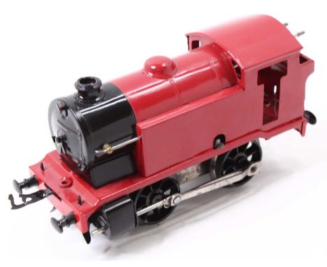 Hornby no.1 clockwork tank engine, completely repainted red example, body done to a very good standard, chassis, done to a fa