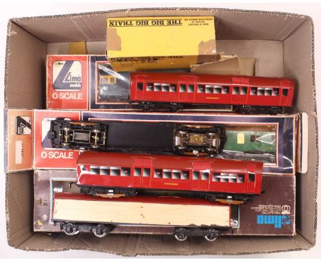 A scratch-built 0 gauge coarse scale London Transport Underground 3 car unit, with chassis for a 4th, together with a collect