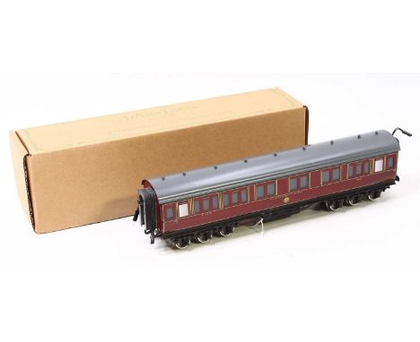 Darstaed 12-wheeled bogie coach, LMS period II Sleeping car 702, LMS red with yellow &amp; black lining, with internal lighti