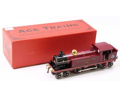 ACE Trains 0 gauge 4-4-4 tank, in Metropolitan maroon livery, no.108, in very good condition, with a small mark on the cab ro