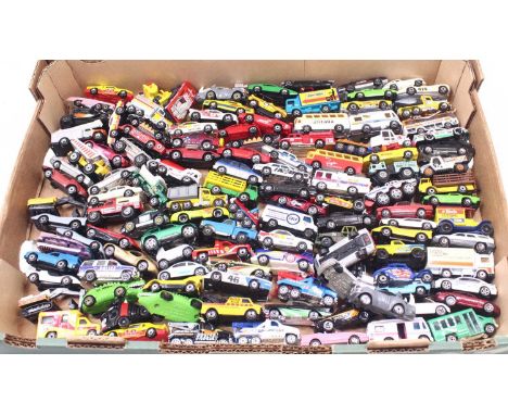 One tray containing mixed issue Matchbox, Guisval and similar scale diecast miniatures to include a Matchbox 1980s Volvo cont