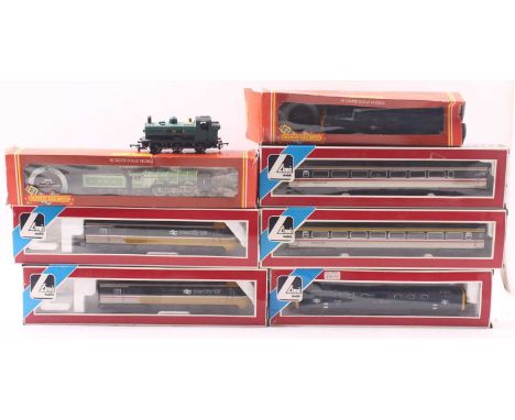 Five 00 gauge locos to include a Lima Intercity 125, in black and grey livery, a Deltic class 55, "Royal Scots Grey", no.5502