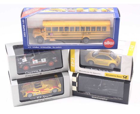 A quantity of mixed Minichamps Siku and Schuco Modern release diecast, to include a Minichamps Porsche 936 1976 test car, a M