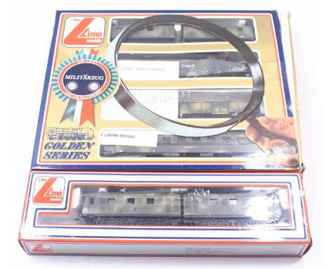 HO scale Lima No. 9704 Golden Series train pack containing German WWII military train consisting of power and dummy diesel lo