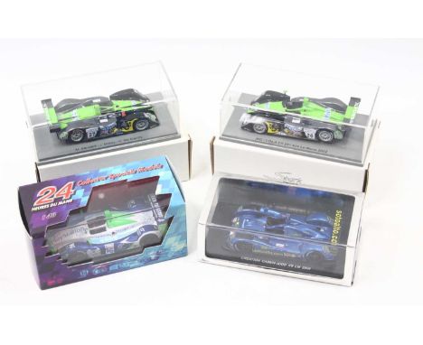Sparks Models 1/43 scale Cased Racing diecast to include; MG-Lola Ex 257 26 Le Mans 2002 in silver, green and black body, M.B
