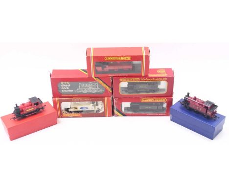 Seven Triang and Hornby 00 gauge locos, to include a Triang Polly 0-4-0 starter tank, renamed, in red livery, a Triang 0-6-0 