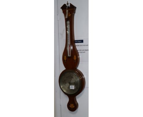 An Edwardian inlaid wheel barometer H.99cm