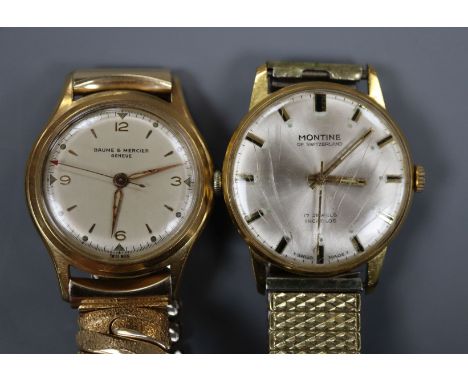 A gentleman's mid 20th century steel and gold plated Baume &amp; Mercier manual wind wrist watch and a Montine watch.