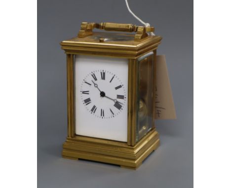 An early 20th century brass carriage clock with alarm