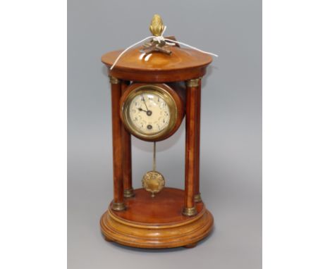 A four pillar mahogany portico mantel clock H.32cm