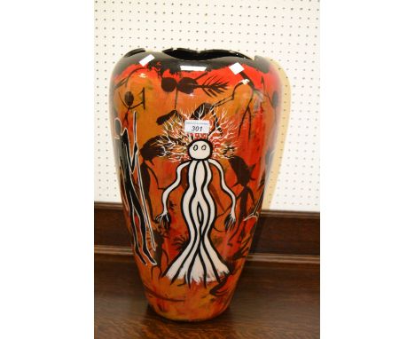 A contemporary large pottery vase by Gail Marie Van Zant, others, signed R Affo (3)