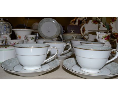 A Noritake 'Moderne' pattern tea service, for six comprising teapot, teacup and saucers, printed mark