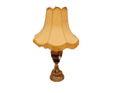 A Tall Gilted and Metal Table Lamp and Shade 