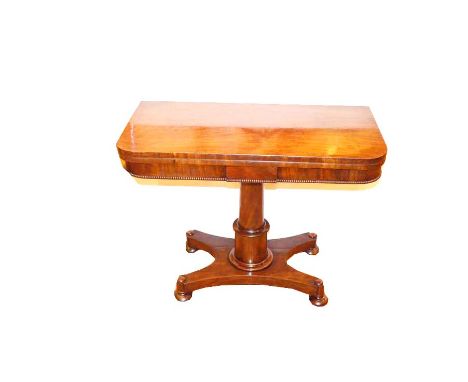 A Very Nice Mahogany Turn Over Leaf Card Table, Centre Pedestal 