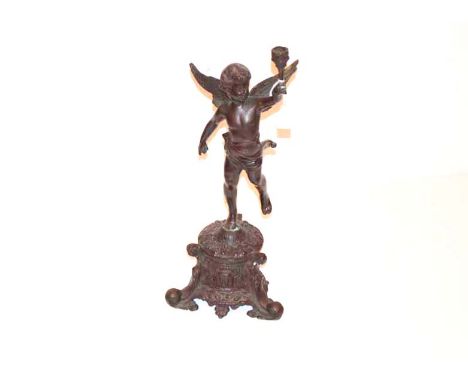 A Bronzed Figurine 'The Lamp Holder' 