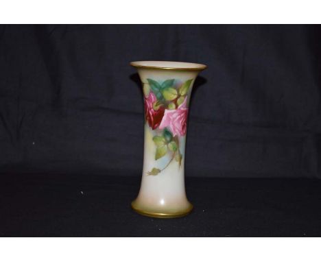 A Royal Worcester Vase Painted Roses, Signed M Blake