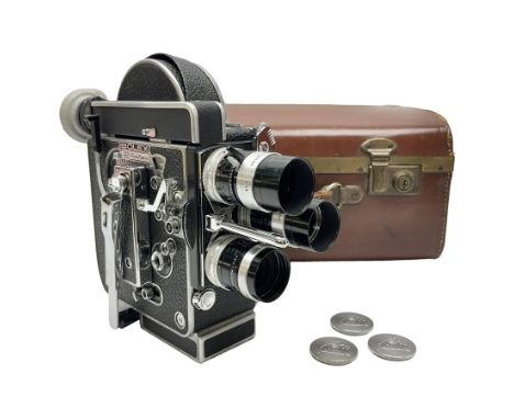 Paillard Bolex H8 RX4 cine camera body with turret for interchangeable lenses, serial no. 216071, with 'Macro Switar H8RX f1.